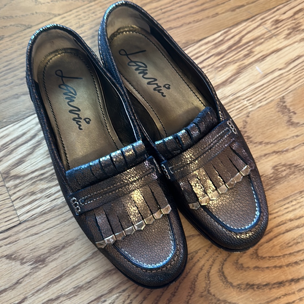 Very Lightly Worn Woman’s Lanvin Italian Made Loafers. Size 38 Eu, Copper Color
